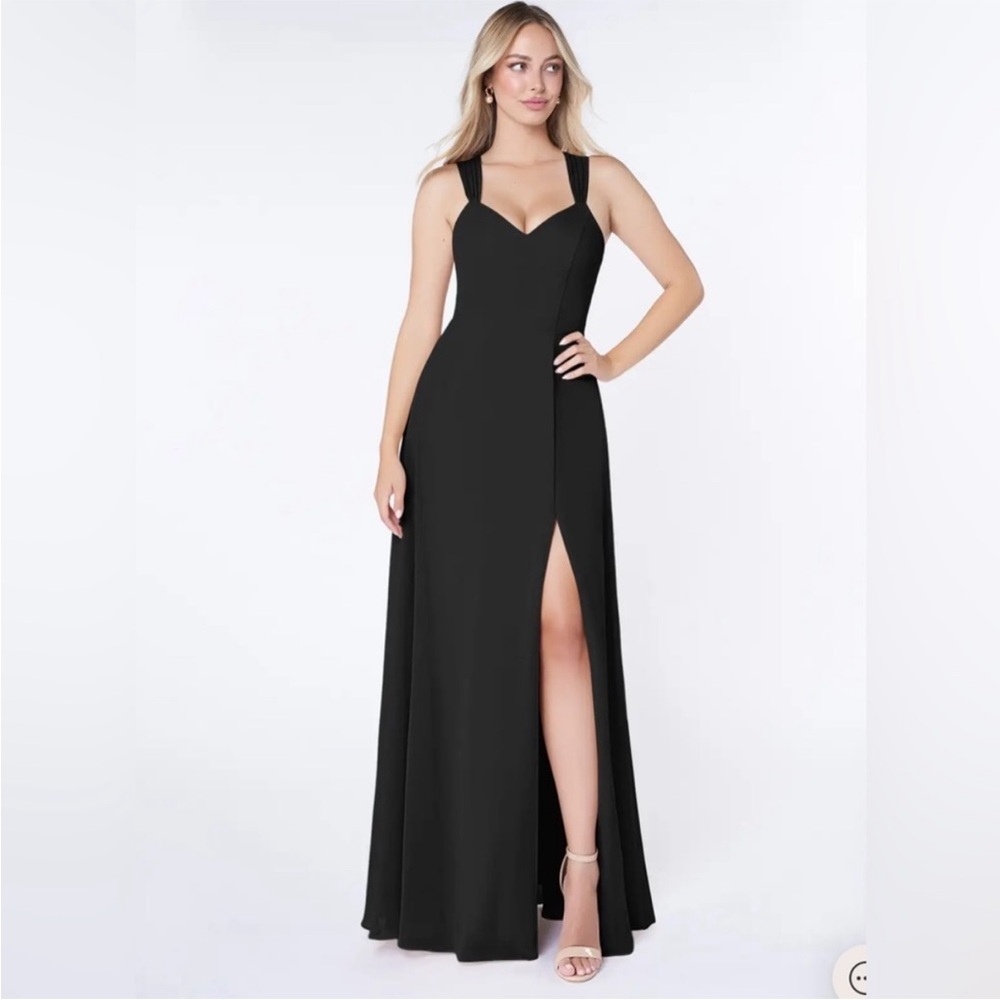 Azazie Jane Elegant Black Evening Gown - Chiffon - Picture 2 of 10